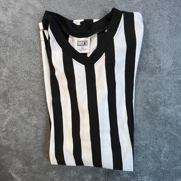 DICK'S Sporting Goods Referee Shirt Mens XL Black White Striped V-Neck Athletic - Picture 7 of 7
